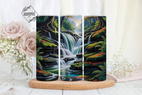 Waterfall Nature 20oz Tumbler Wrap Sublimation sassyprint 