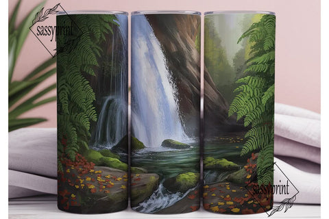 Waterfall Nature 20oz Tumbler Wrap Sublimation sassyprint 