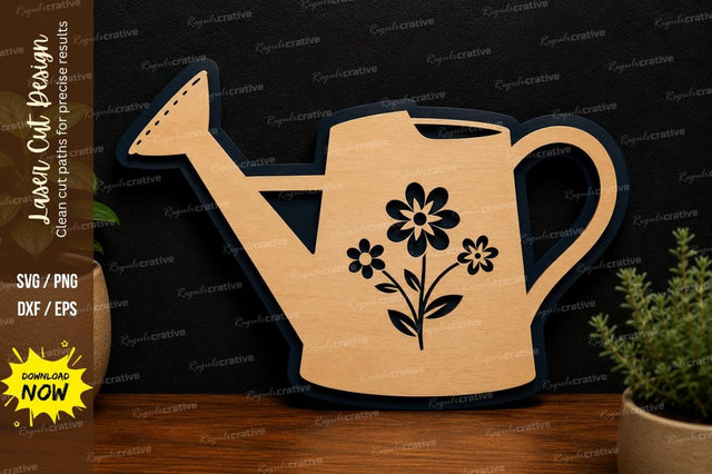 Watering Can Floral laser cut svg File SVG Regulrcrative 