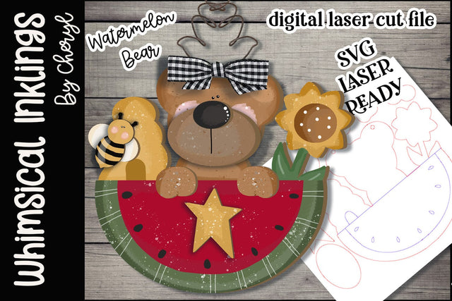 Watermelon Bear SVG SVG Whimsical Inklings 
