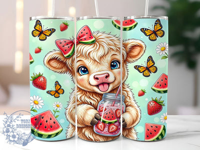 Watermelon Calf Fantasy 20oz Tumbler Wrap, Watermelon Theme, Calf Motif, Fantasy Design, Whimsical Style, Playful Charm, Skinny Tumbler, Sublimation PNG Sublimation ToriDesigns 