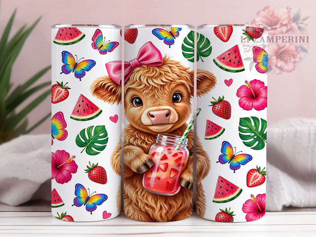 Watermelon Calf Paradise 20oz Tumbler, Watermelon Motif, Calf Design, Paradise Theme, Glow Effect, Rustic Charm, Skinny Tumbler, Sublimation PNG Sublimation Li Zamperini 