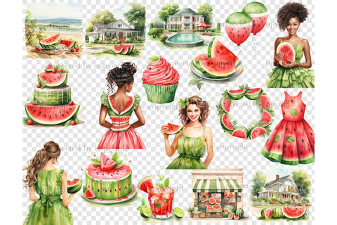 Watermelon Clipart | Summer Girl PNG Bundle SVG GlamArtZhanna 