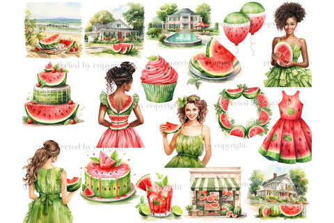 Watermelon Clipart | Summer Girl PNG Bundle SVG GlamArtZhanna 