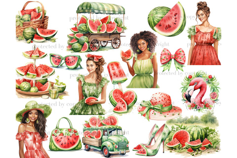Watermelon Clipart | Summer Girl PNG Bundle SVG GlamArtZhanna 