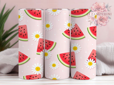 Watermelon Daisy Summer Fun 20oz Tumbler Wrap, Polka Dot Wrap, Cute Summer, Seamless Design, Playful Inspiration, 20oz Tumbler Wrap, Sublimation PNG Sublimation Li Zamperini 
