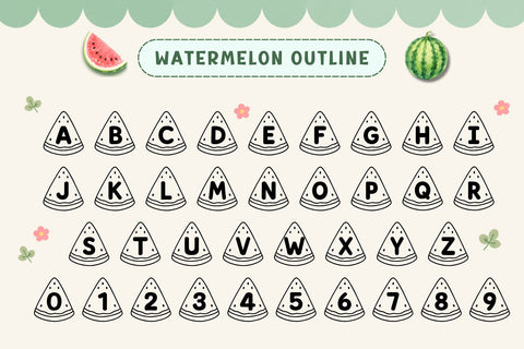 Watermelon Decorative Font Duo | Cute Summer Cricut Font | Regular & Outline Watermelon Alphabet Font AnningArts Design 