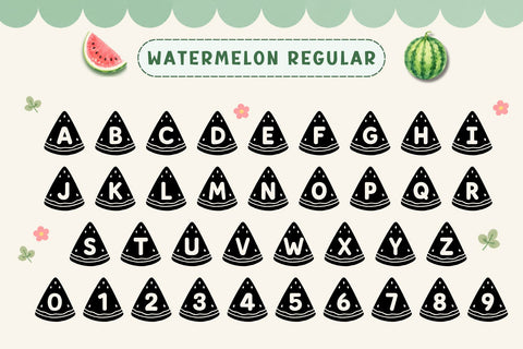 Watermelon Decorative Font Duo | Cute Summer Cricut Font | Regular & Outline Watermelon Alphabet Font AnningArts Design 
