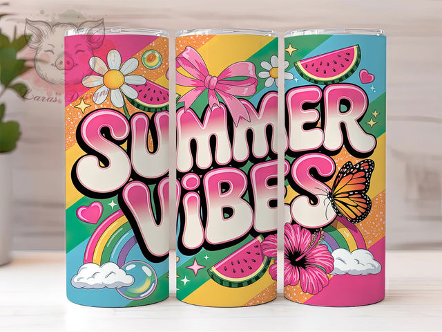 Watermelon Floral Summer 20oz Tumbler, Summer Vibes, Fruit Theme, Floral Pattern, Tropical Design, 20oz Tumbler Wrap, Sublimation PNG Sublimation Lara' s Designs 