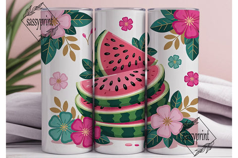 Watermelon Floral Tumbler Wrap PNG Sublimation sassyprint 