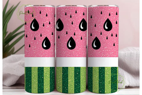 Watermelon Glitter 20oz Tumbler Wrap Sublimation PixelChick 