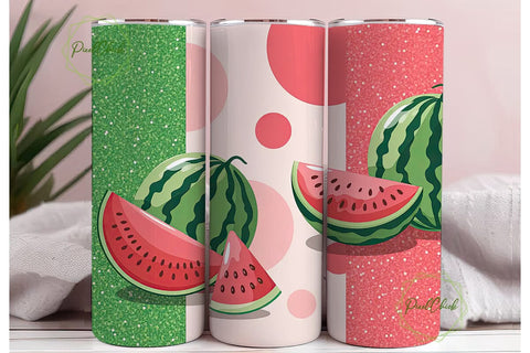 Watermelon Glitter 20oz Tumbler Wrap Sublimation PixelChick 