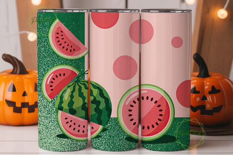Watermelon Glitter 20oz Tumbler Wrap Sublimation PixelChick 