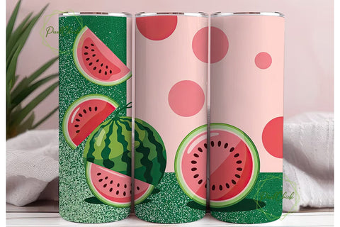 Watermelon Glitter 20oz Tumbler Wrap Sublimation PixelChick 