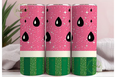 Watermelon Glitter 20oz Tumbler Wrap Sublimation PixelChick 