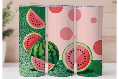 Watermelon Glitter 20oz Tumbler Wrap Sublimation PixelChick 