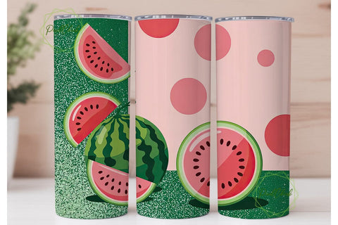 Watermelon Glitter 20oz Tumbler Wrap Sublimation PixelChick 