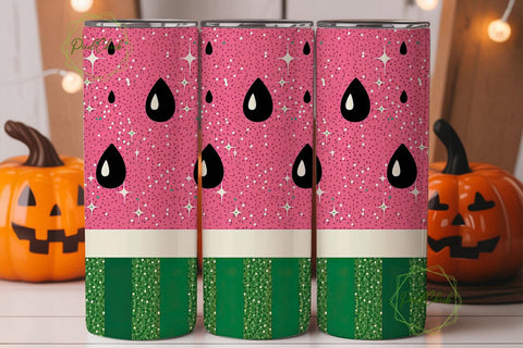 Watermelon Glitter 20oz Tumbler Wrap Sublimation PixelChick 