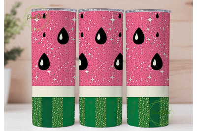 Watermelon Glitter 20oz Tumbler Wrap Sublimation PixelChick 