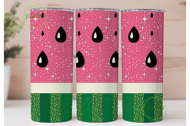 Watermelon Glitter 20oz Tumbler Wrap Sublimation PixelChick 