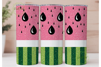 Watermelon Glitter 20oz Tumbler Wrap Sublimation PixelChick 