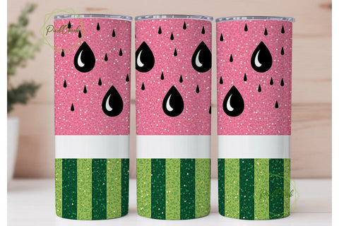 Watermelon Glitter 20oz Tumbler Wrap Sublimation PixelChick 