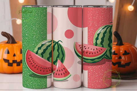 Watermelon Glitter 20oz Tumbler Wrap Sublimation PixelChick 