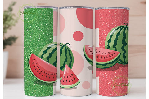 Watermelon Glitter 20oz Tumbler Wrap Sublimation PixelChick 