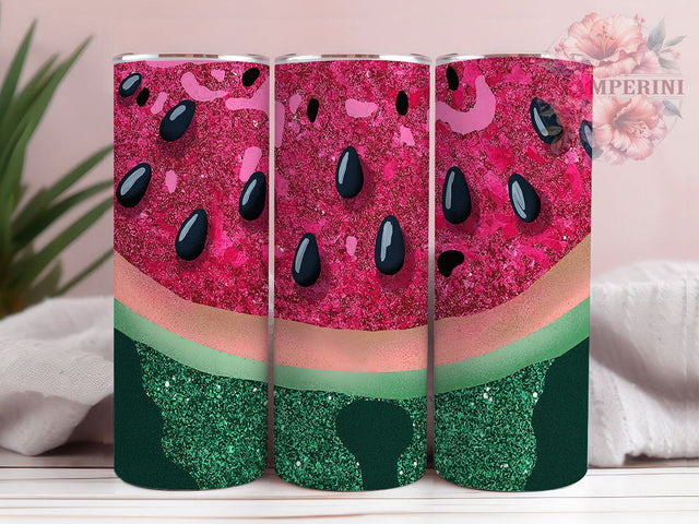 Watermelon Glitter Sparkly Summer Tumbler, Glitter Tumbler Design, Sparkly Fruit Tumbler, 20oz Sublimation Wrap, Summer Drink Tumbler, Pink Green Tumbler Wrap Sublimation Li Zamperini 