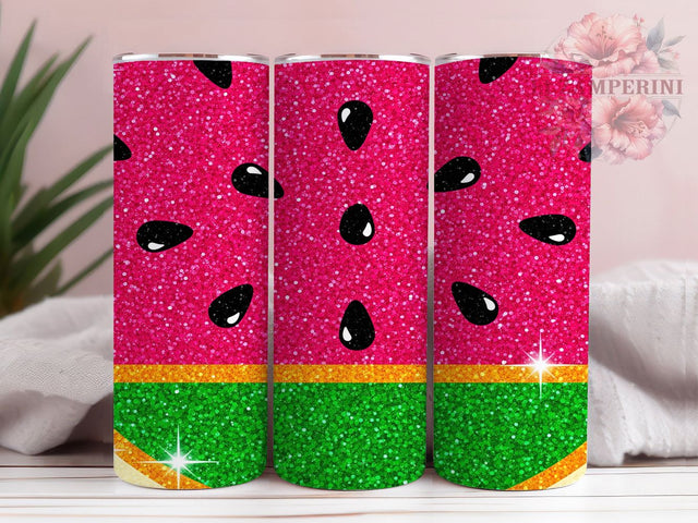 Watermelon Glitter Sparkly Summer Tumbler, Glitter Tumbler Design, Sparkly Fruit Tumbler, 20oz Sublimation Wrap, Summer Drink Tumbler, Pink Green Tumbler Wrap Sublimation Li Zamperini 