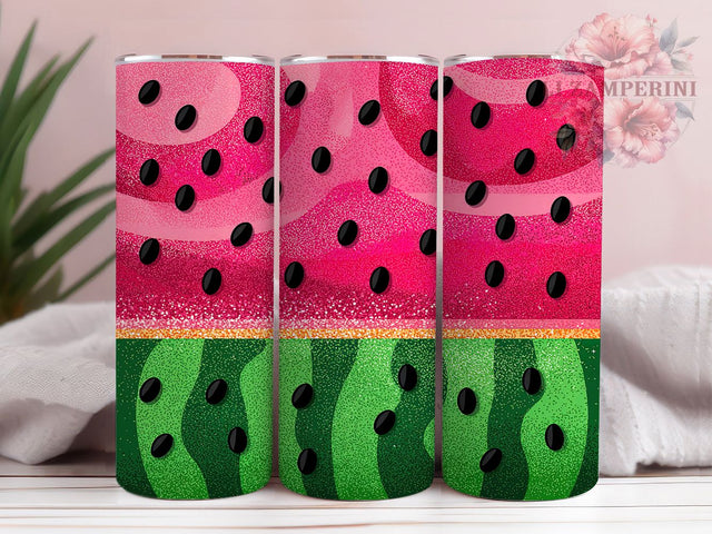 Watermelon Glitter Sparkly Summer Tumbler, Glitter Tumbler Design, Sparkly Fruit Tumbler, 20oz Sublimation Wrap, Summer Drink Tumbler, Pink Green Tumbler Wrap Sublimation Li Zamperini 