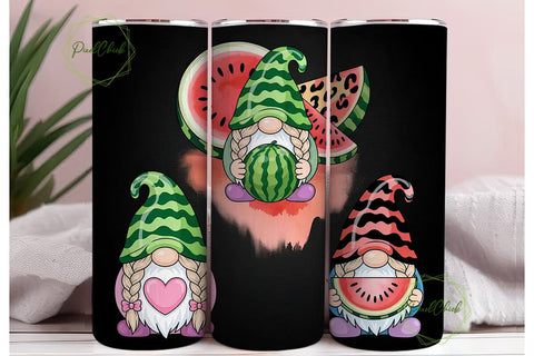 Watermelon Gnome 20oz Tumbler Wrap Sublimation PixelChick 