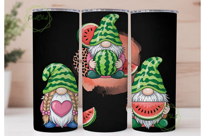 Watermelon Gnome 20oz Tumbler Wrap Sublimation PixelChick 