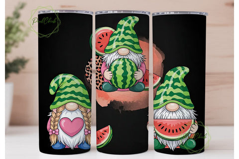 Watermelon Gnome 20oz Tumbler Wrap Sublimation PixelChick 