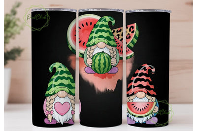 Watermelon Gnome 20oz Tumbler Wrap Sublimation PixelChick 