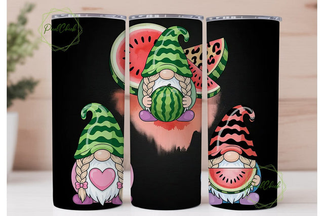 Watermelon Gnome 20oz Tumbler Wrap Sublimation PixelChick 