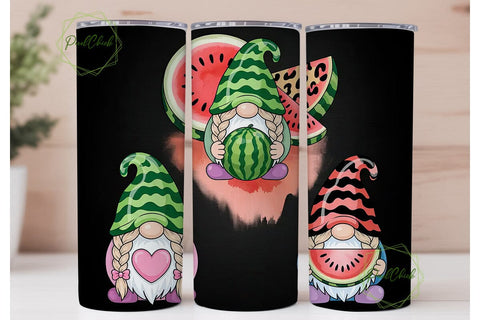 Watermelon Gnome 20oz Tumbler Wrap Sublimation PixelChick 