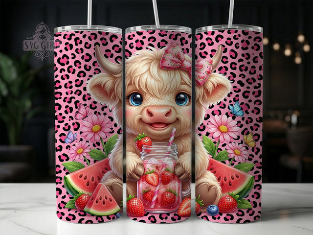 Watermelon Highland Cow 20oz Tumbler, Watermelon Highland, Highland Cow Tumbler, Watermelon Cow PNG, Watermelon Tumbler, Highland Cow PNG, Cow Tumbler Wrap, 20oz Tumbler Wrap Sublimation SvggirlplusArt 