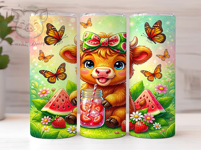 Watermelon Highlands Baby Goat 20oz Tumbler, Highlands Cow, Farm Animal, Rustic Theme, Cute Livestock, 20oz Tumbler Wrap, Sublimation PNG Sublimation Lara' s Designs 
