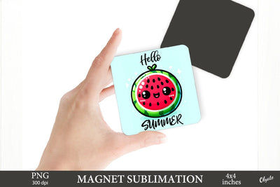 Watermelon Kawaii Magnet Sublimation PNG. Magnet PNG Sublimation Olga Terlyanskaya 