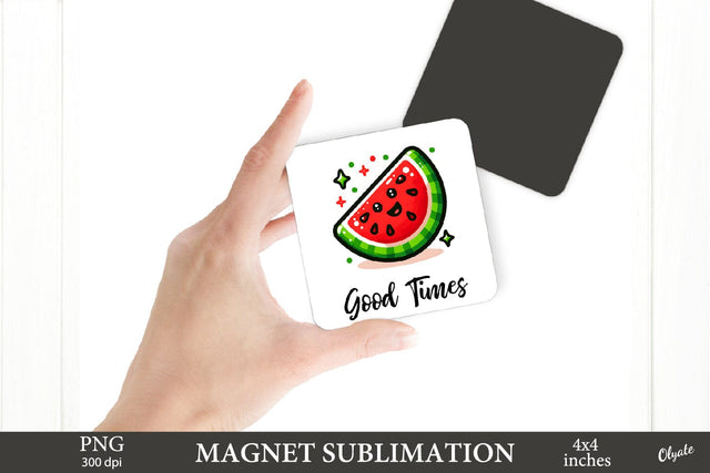 Watermelon Magnet PNG. Kawaii PNG. Magnet PNG Sublimation Olga Terlyanskaya 