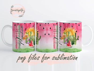 Watermelon Moonshine Mug Wrap Design, Instant Digital Design Download Mug Wrap Design, Mug Design PNG Sublimation PrintingLife 