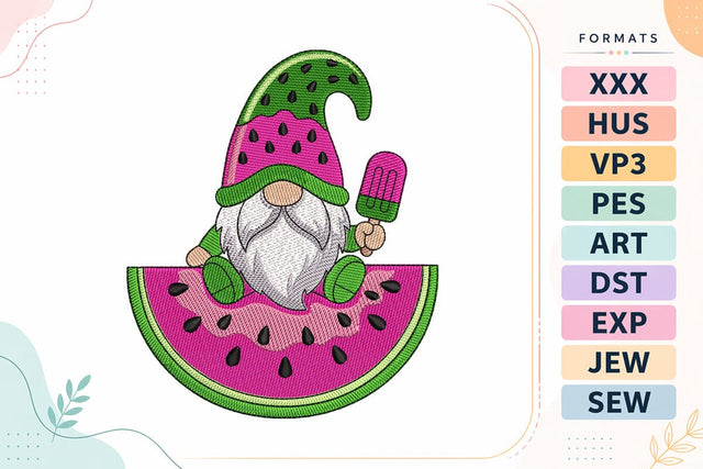 Watermelon Popsicle Gnome Cute Summer Machine Embroidery Design Embroidery/Applique DESIGNS sg embroidery 