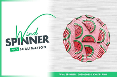 Watermelon Slice Wind Spinner Round Png Design on Pink Background Sublimation Regulrcrative 
