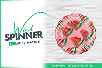 Watermelon slices on pink background wind spinner round png Sublimation Regulrcrative 