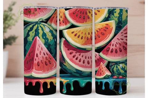 Watermelon Splash 20oz Tumbler Wrap Sublimation PixelChick 