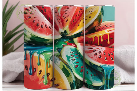 Watermelon Splash 20oz Tumbler Wrap Sublimation PixelChick 