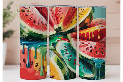 Watermelon Splash 20oz Tumbler Wrap Sublimation PixelChick 