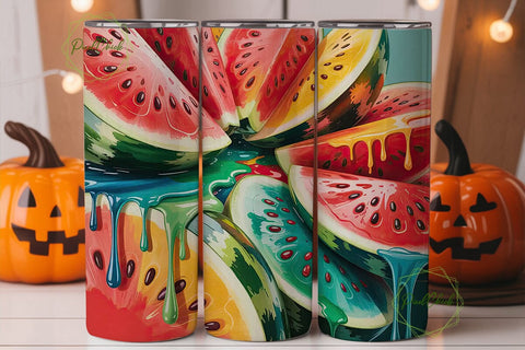 Watermelon Splash 20oz Tumbler Wrap Sublimation PixelChick 