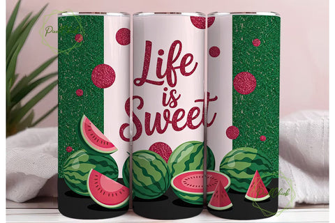 Watermelon Summer 20oz Tumbler Wrap Sublimation PixelChick 